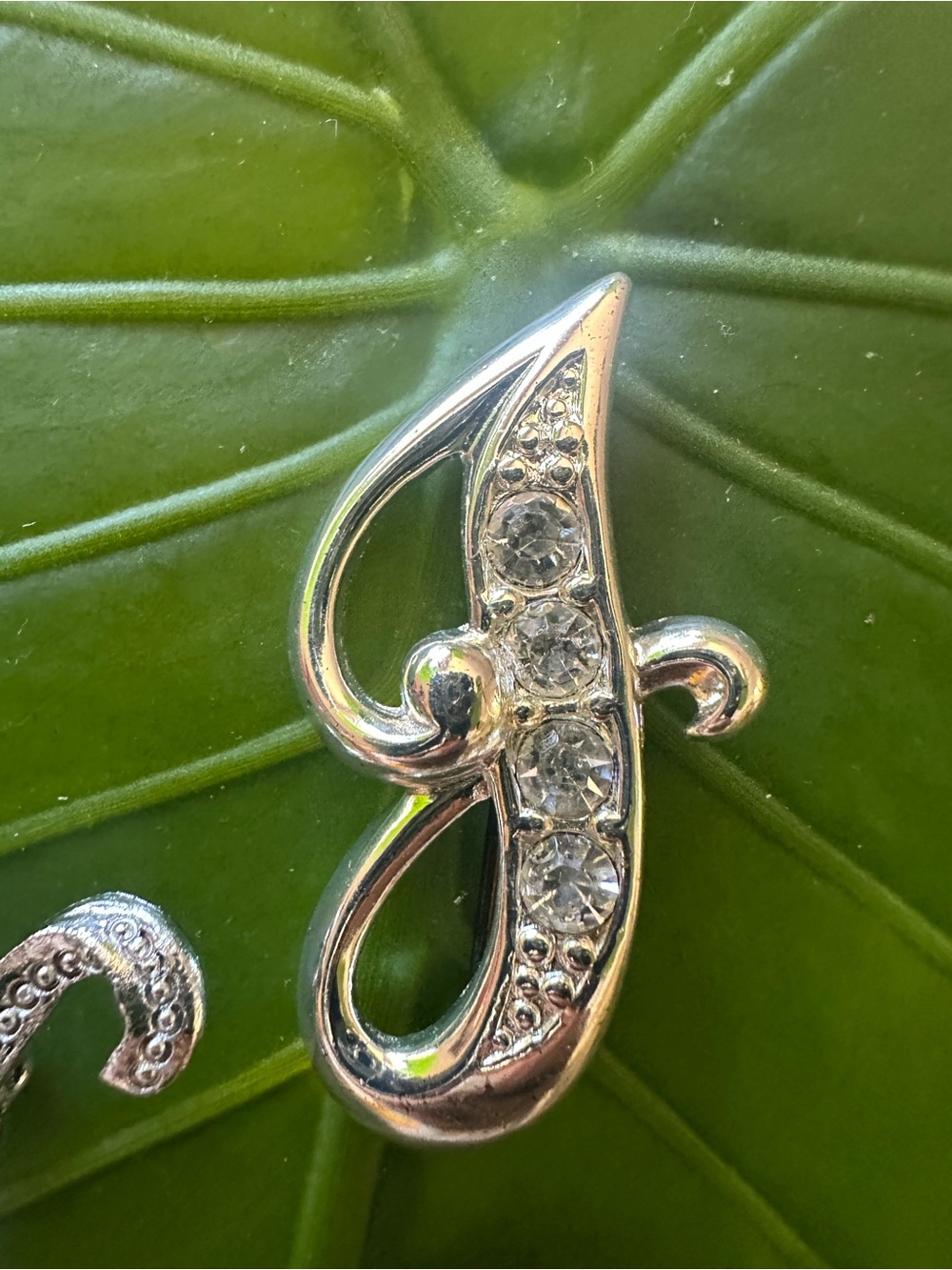 Rhinestone Silver Letter J Brooch